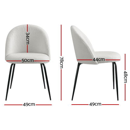 Artiss Dining Chairs Set of 2 Sherpa Boucle White.