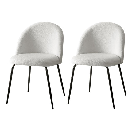 Artiss Dining Chairs Set of 2 Sherpa Boucle White.