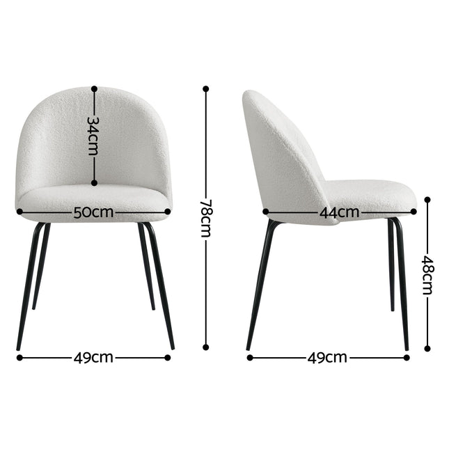 Artiss Dining Chairs Set of 6 Sherpa Boucle White.