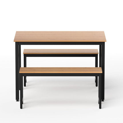 Artiss Dining Table and Chairs Set 3PCS Kitchen Metal Desk Bench Natural Oak.