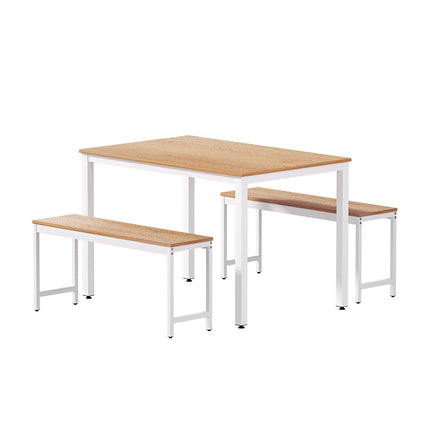 Artiss Dining Table and Chairs Set 3PCS Metal Desk Bench Sets Kitchen Furniture.