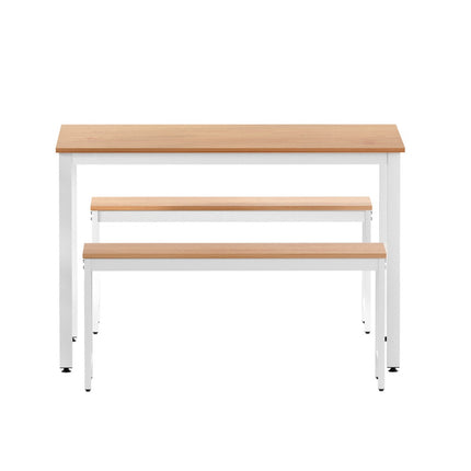 Artiss Dining Table and Chairs Set 3PCS Metal Desk Bench Sets Kitchen Furniture.