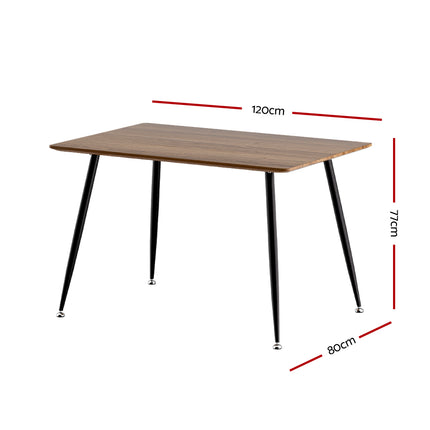 Artiss Dining Table 4 Seater Kitchen Cafe Wooden Table Rectangular 120CM.
