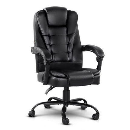 Artiss Massage Office Chair Executive Computer Gaming Chairs Black PU Leather.