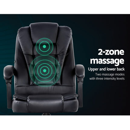 Artiss Massage Office Chair Executive Computer Gaming Chairs Black PU Leather.