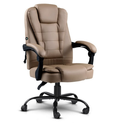 Artiss Massage Office Chair Executive Computer Gaming Chairs Brown PU Leather Espresso.