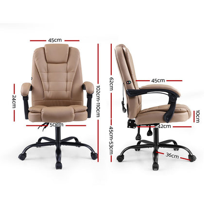 Artiss Massage Office Chair Executive Computer Gaming Chairs Brown PU Leather Espresso.