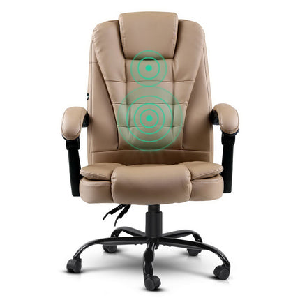 Artiss Massage Office Chair Executive Computer Gaming Chairs Brown PU Leather Espresso.