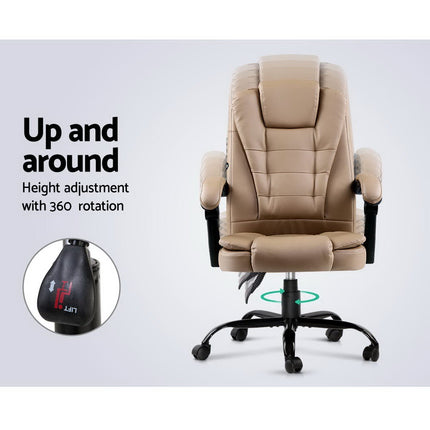 Artiss Massage Office Chair Executive Computer Gaming Chairs Brown PU Leather Espresso.