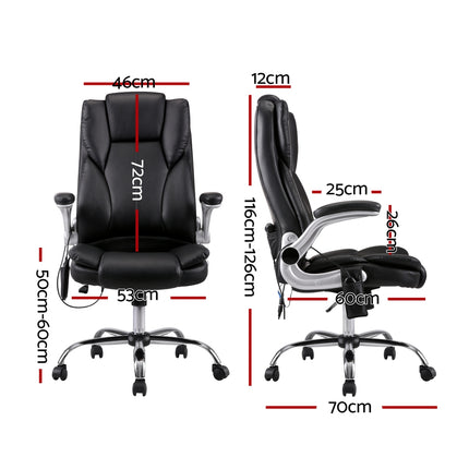 Artiss 8 Point Massage Office Chair PU Leather Black.