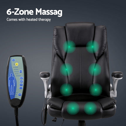 Artiss 8 Point Massage Office Chair PU Leather Black.