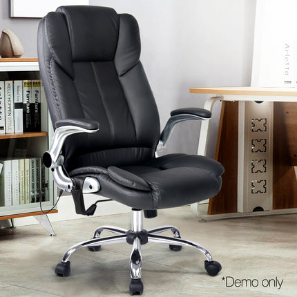 Artiss 8 Point Massage Office Chair PU Leather Black.