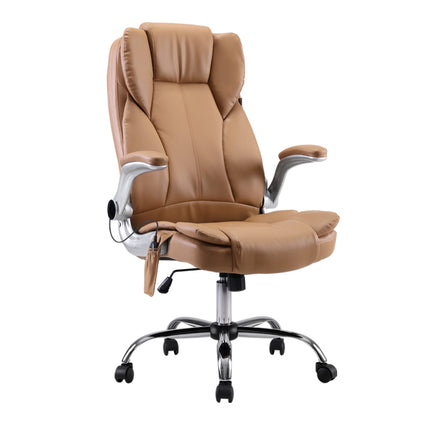 Artiss 8 Point Massage Office Chair PU Leather Brown.