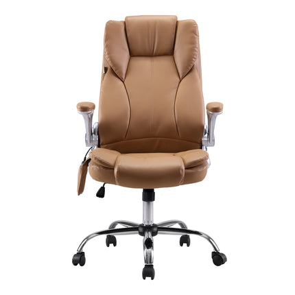 Artiss 8 Point Massage Office Chair PU Leather Brown.