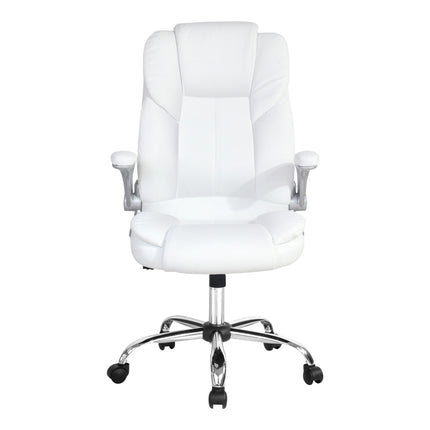 Artiss 8 Point Massage Office Chair PU Leather White.