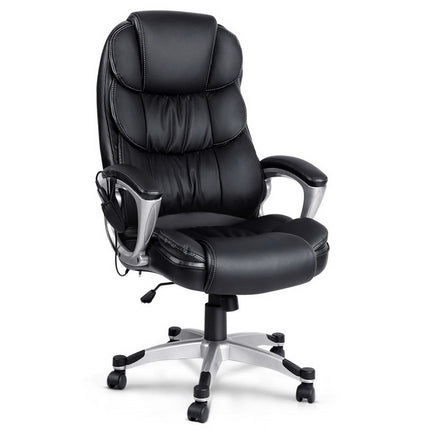Artiss 8 Point Massage Office Chair Heated Seat PU Black.