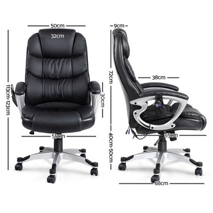 Artiss 8 Point Massage Office Chair Heated Seat PU Black.