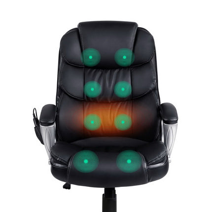 Artiss 8 Point Massage Office Chair Heated Seat PU Black.