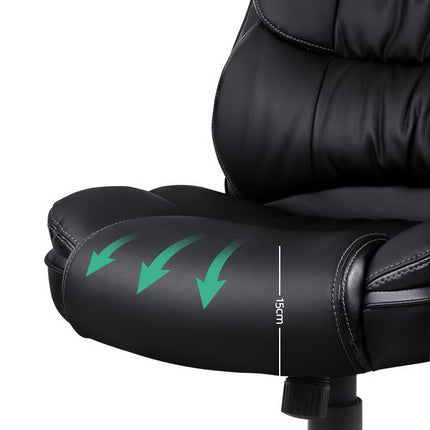 Artiss 8 Point Massage Office Chair Heated Seat PU Black.