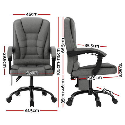Artiss 2 Point Massage Office Chair Fabric Black.