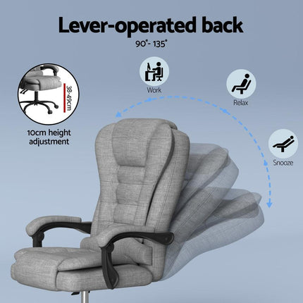Artiss Executive Office Chair 4-Point Massage Adjustable Ergonomic Recline Back.
