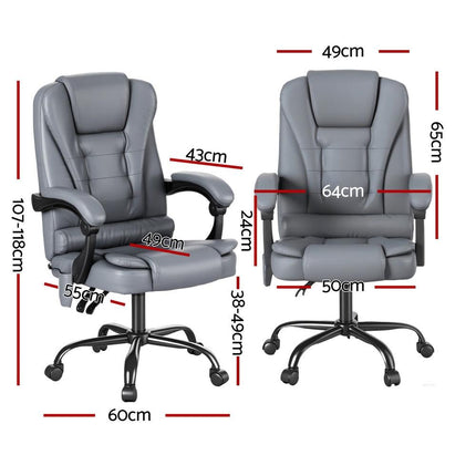 Artiss Executive Office Chair 4-Point Massage Adjustable Ergonomic Recline PU.
