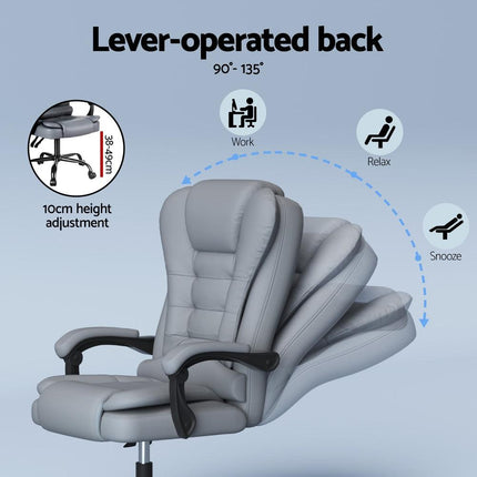 Artiss Executive Office Chair 4-Point Massage Adjustable Ergonomic Recline PU.
