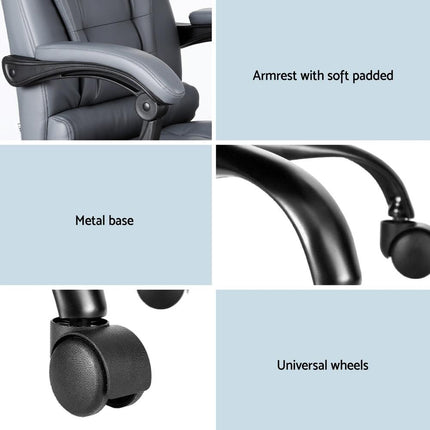Artiss Executive Office Chair 4-Point Massage Adjustable Ergonomic Recline PU.