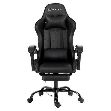 Artiss 2 Point Massage Gaming Office Chair Footrest Black.