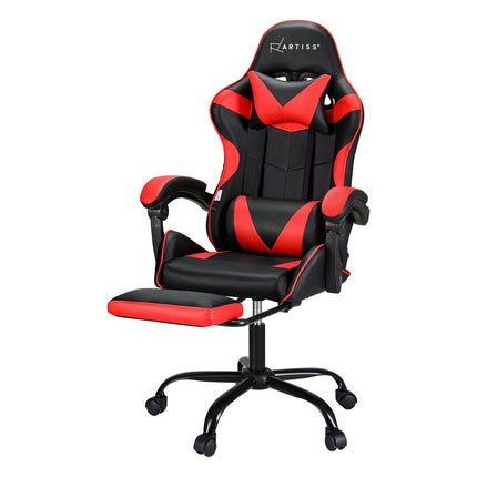 Artiss 2 Point Massage Gaming Office Chair Footrest Red.