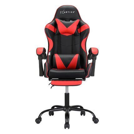 Artiss 2 Point Massage Gaming Office Chair Footrest Red.