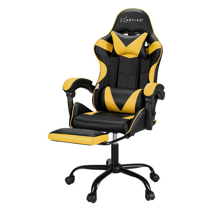 Artiss 2 Point Massage Gaming Office Chair Footrest Pink.