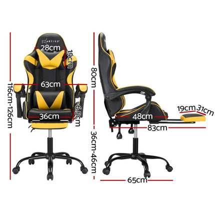 Artiss 2 Point Massage Gaming Office Chair Footrest Pink.