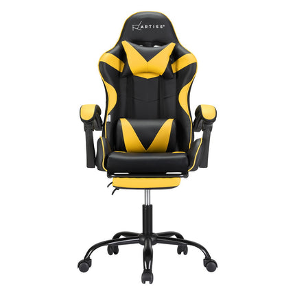 Artiss 2 Point Massage Gaming Office Chair Footrest Pink.