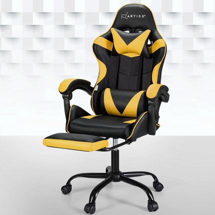 Artiss 2 Point Massage Gaming Office Chair Footrest Pink.