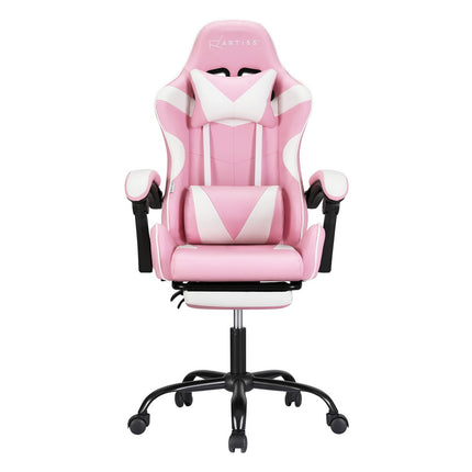 Artiss 2 Point Massage Gaming Office Chair Footrest Pink.