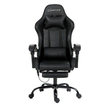Artiss 6 Point Massage Gaming Office Chair Footrest Black.