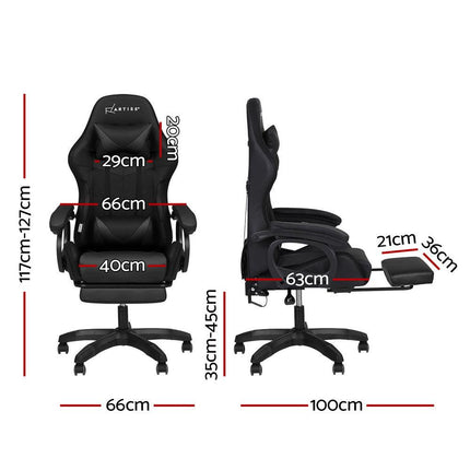 Artiss Gaming Office Chair 12 RGB LED Massage Computer Work Seat Footrest Black.