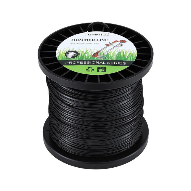 Giantz 100M Whipper Snipper Trimmer Line 2.4mm Star Nylon String Cord Black.