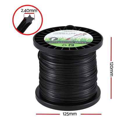 Giantz 100M Whipper Snipper Trimmer Line 2.4mm Star Nylon String Cord Black.