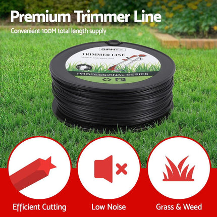 Giantz 100M Whipper Snipper Trimmer Line 3.0mm Star Nylon String Cord Black.