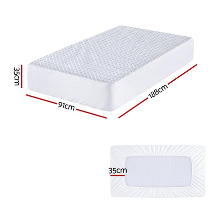 Giselle Cooling Mattress Protector Waterproof Deep Pocket Fitted Cover Single.