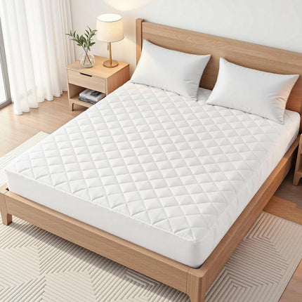 Giselle Waterproof Mattress Protector 100% Cotton Quilted Fitted Cover King.