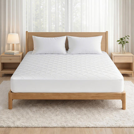 Giselle Waterproof Mattress Protector 100% Cotton Quilted Fitted Cover King.
