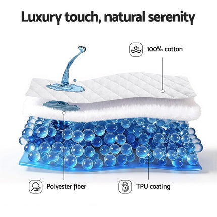 Giselle Waterproof Mattress Protector 100% Cotton Quilted Fitted Cover King Single.