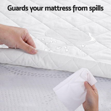 Giselle Waterproof Mattress Protector 100% Cotton Quilted Fitted Cover King Single.