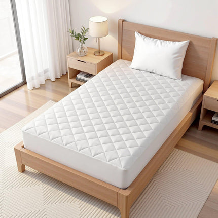 Giselle Waterproof Mattress Protector 100% Cotton Quilted Fitted Cover King Single.