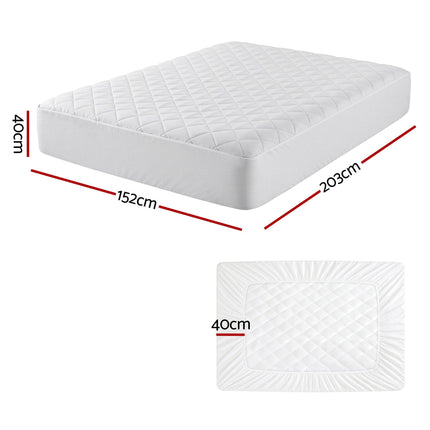 Giselle Waterproof Mattress Protector 100% Cotton Quilted Fitted Cover Queen.