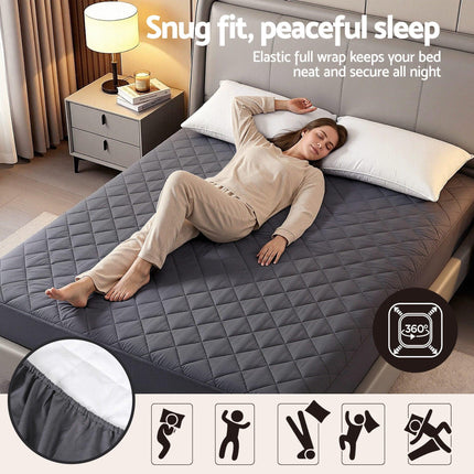 Giselle Water-Resistant Mattress Protector Microfiber 360° Fit Double.