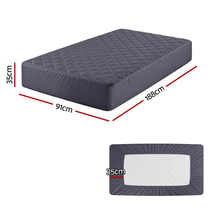 Giselle Water-Resistant Mattress Protector Microfiber 35cm 360° Fit Single.
